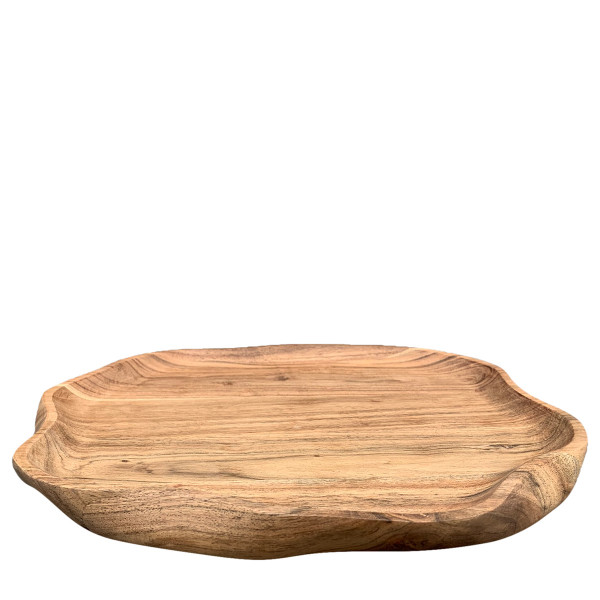 Tablett aus Naturholz, unregelmäßige Form, dekorative Holzschale, 33x33x2,5cm