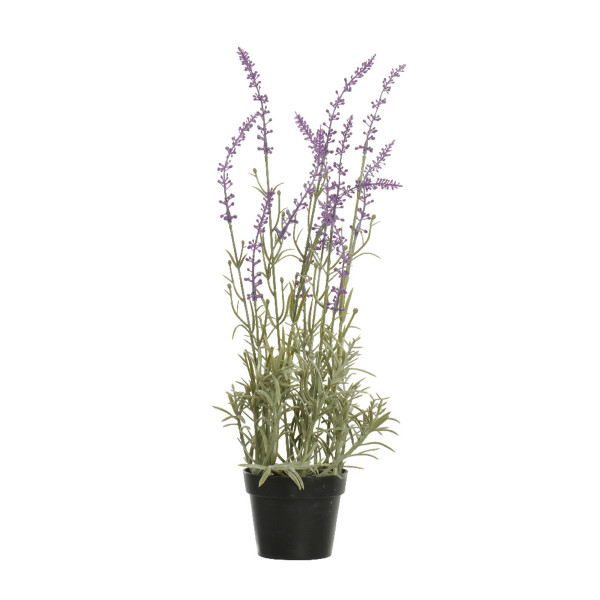 Kunstpflanze Lavendel im Topf, Lavendelpflanze lila aus Kunststoff getopft, 46cm