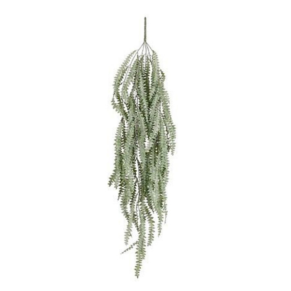 Kunstpflanze Farn hängend, schlichter filigraner Farn grau-grün, 100cm, Mica Decorations