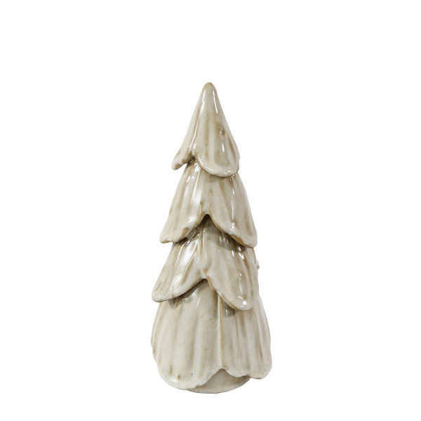 Deko Tannenbaum, schlichter Keramikbaum creme-braun, 25cm