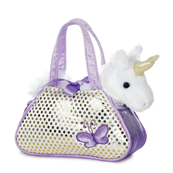 Plüsch Tasche mit Stofftier Einhorn Unicorn weiß, Fancy Pals, 20cm, Aurora World