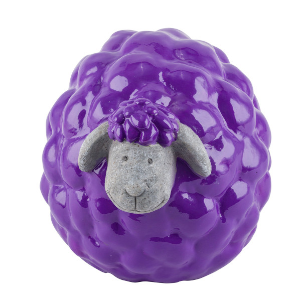 Deko Schaf Kugelrund, Keramikschaf violett, 19x18cm