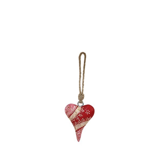 Holz Herz, antik pink/ rot, 10cm, Hänger