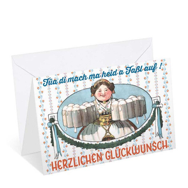 Bayerische Glückwunschkarte: Faßl
