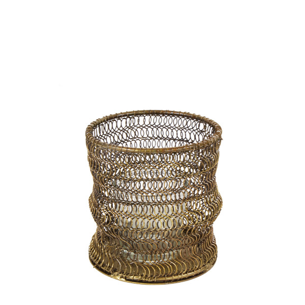 Deko Windlicht Antik gold, Drahtgeflecht goldbraun, 11x10cm, Metall
