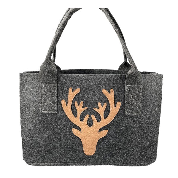 Filz Tasche Hirsch, dunkles grau, Kork, Gilde