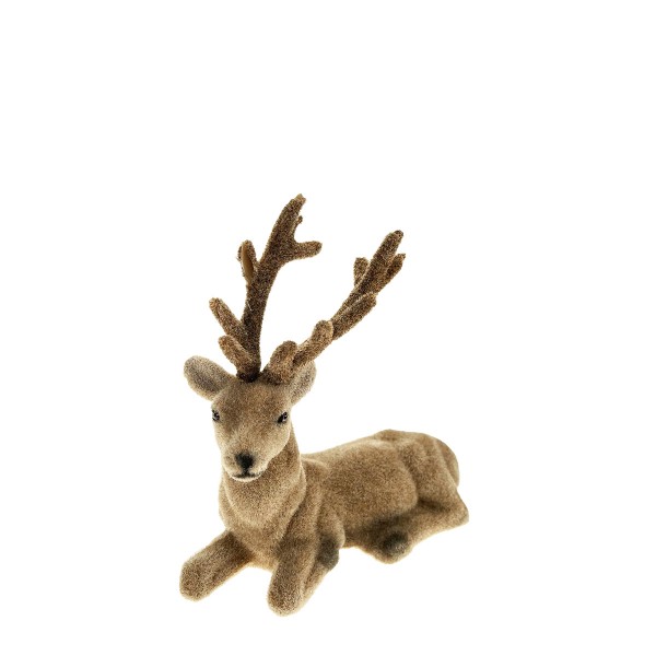 Hirsch liegend braun samtlook 14cm