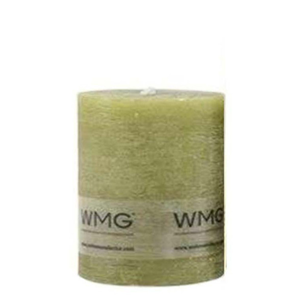 Stumpenkerze Rustic olive, Wachskerze, 80x60mm, WMG Grünberger