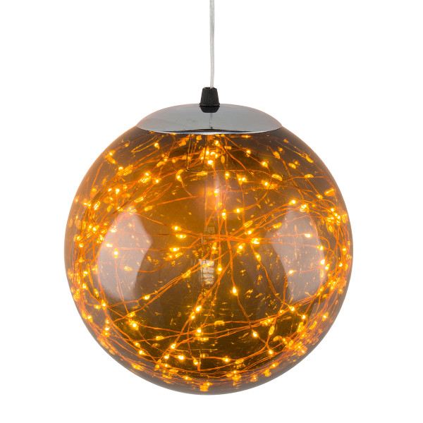 LED Weihnachtskugel Outdoor, braune Acrylkugel zum Hängen, Batteriebetrieb, 80LED&#039;s