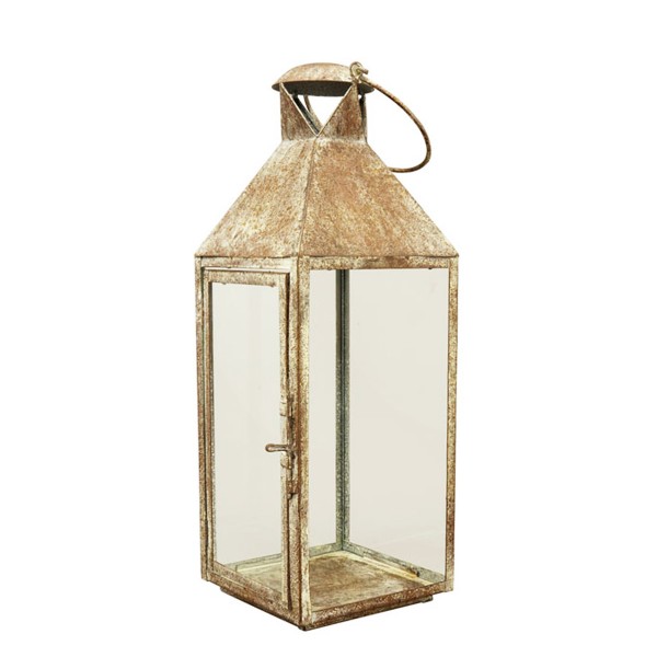 Laterne, ArtFerro, beige, used look, 58cm, Metall