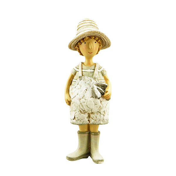 Deko Gärtner, Gärtnerjunge mit Gummistifel und Schaufel, 18cm, Polyresin