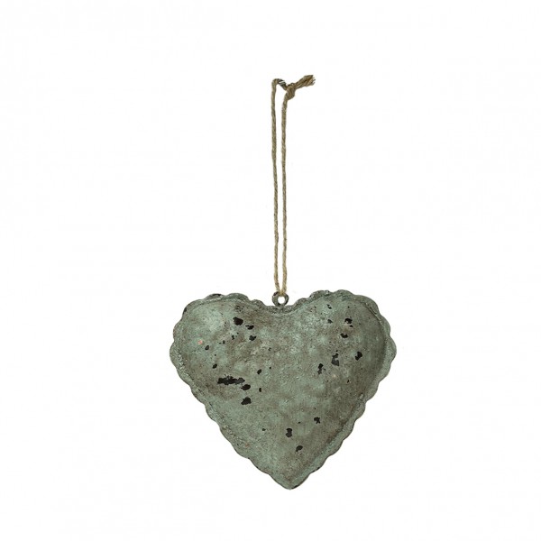 Metall Herz, helles antik-grün, 10cm, Hänger