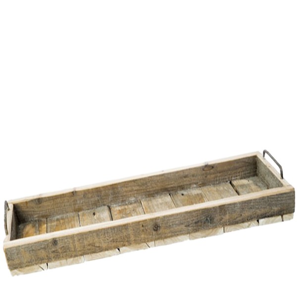 Holztablett, Tablett mit Griffe, längliche Form, 75cm, Holz/Metall