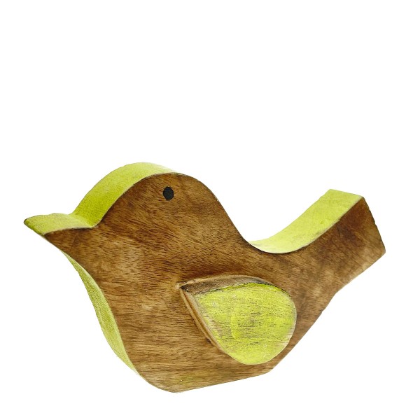 Holz Vogel natur + grün unfinished 19cm