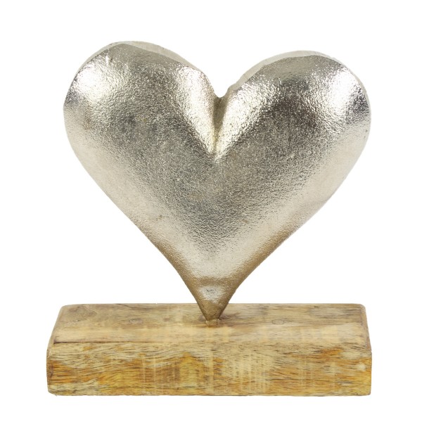 Metall Herz auf Holzfuß 16cm Aufsteller
