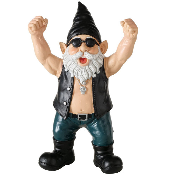 Deko Gartenzwerg Rocker, Biker Wolfganz, 27cm, Boltze Home Collections