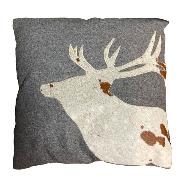 Filz Wolle Kissen, Hirsch Kopf, grau, 45x45cm, Mars &amp; More