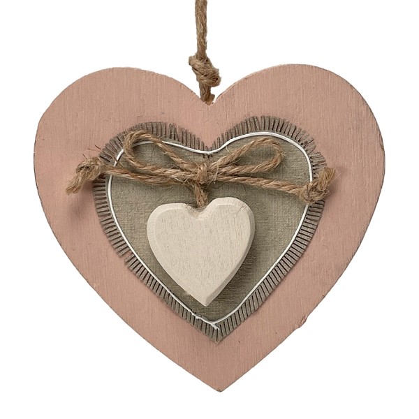 Holz Herz rosa 10x10cm Hänger