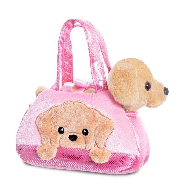 Plüsch Tasche mit Stofftier Hund, Labrador braun, Fancy Pals, Peek-a-Boo, 20cm, Aurora World