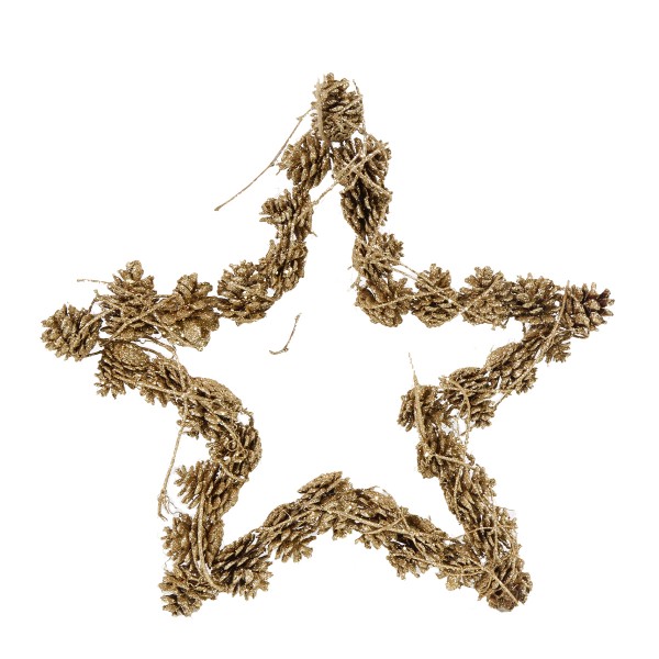 Stern mit Zapfen, gold, Glitter, 45cm