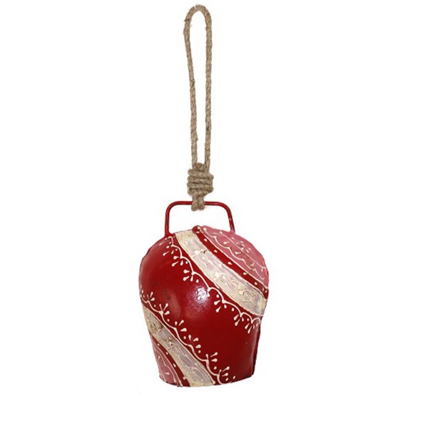 Metall Glocke, antik pink/ rot, 13cm