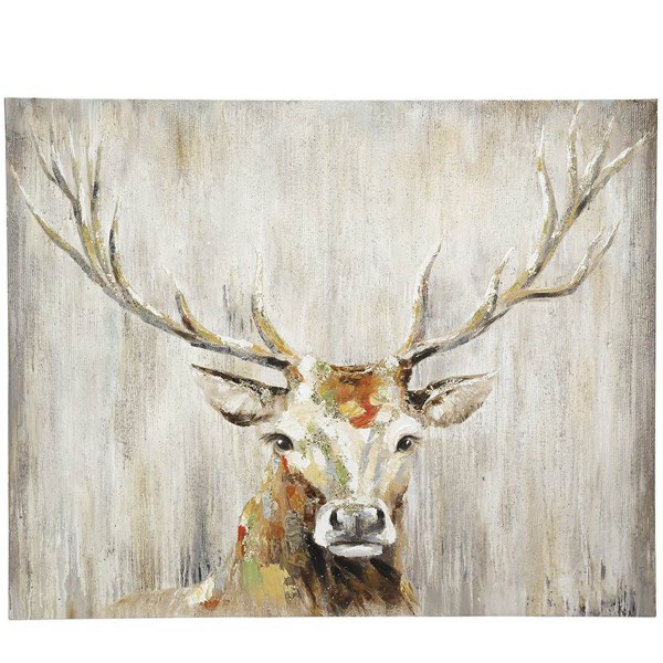 Leinwand Bild Hirschkopf handgemalt 99x80cm Gilde