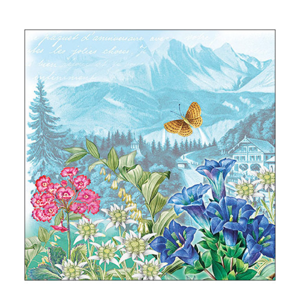 Ambiente Papierservietten Heimat Berge und Bergblumen, 33x33cm