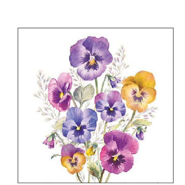Ambiente Servietten Stiefmütterchen Pansies, 25x25cm