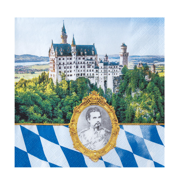 Home Fashion Papierservietten Märchenkönig, Schloss Neuschwanstein, König Ludwig, 33x33cm
