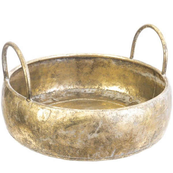 Schale Kupfer gold rund bauchig mit Griffe Ø31cm