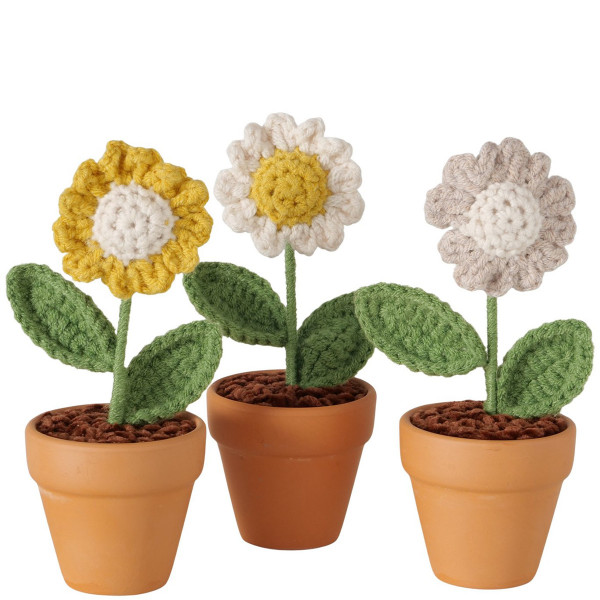 Blumentopf Crochy, Blume gehäckelt, Häckelblume im Tontopf, Boltze Home Collections