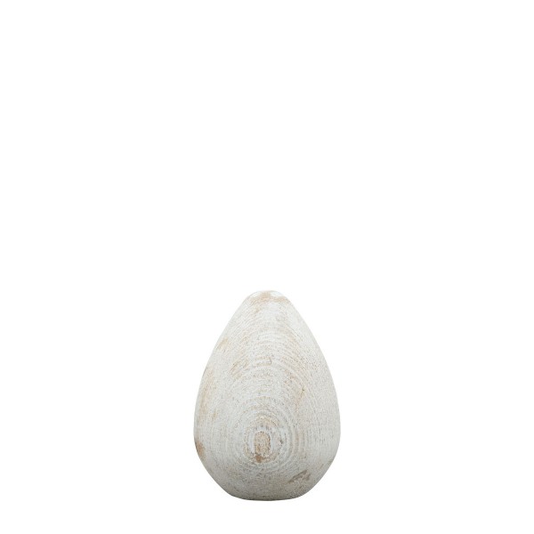 Deko Holz Ei, weiß, used look, 11cm