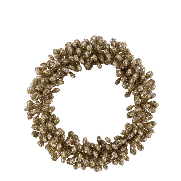 Deko Weihnachtskranz Beeren gold, goldener Beerenkranz mit Glimmer, Ø6cm