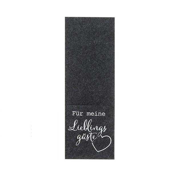 Bestecktasche mit Spruch: Für meine Lieblingsgäste grau 9x26cm