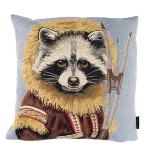 Gobelin Kissen Waschbär, Nordic Waschbär mit Mantel und Kapuze, 45x45cm, Mars &amp; More