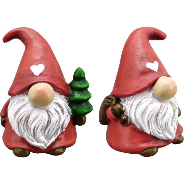 Deko Wichtel mit Baum oder Sack, kleiner Weihnachtswichtel Gnom, 5cm, Polyresin