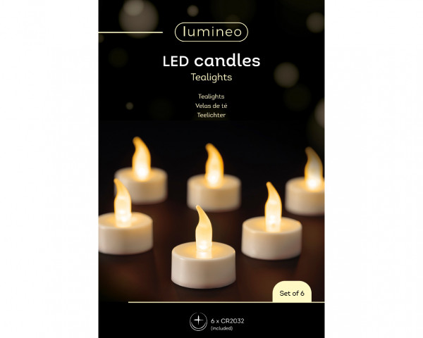 LED Teelicht Flacker-Effekt, weiß, Ø3,8cm, Set/6, Lumineo