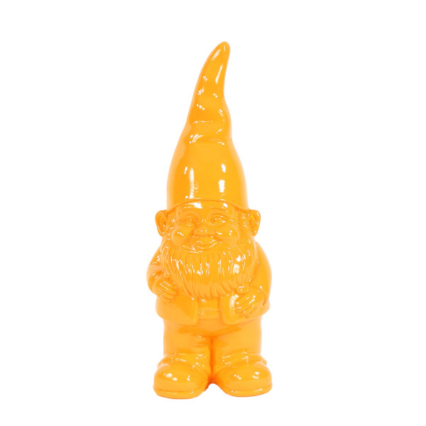 Deko Gartenzwerg neonorange, Polyresinzwerg einfarbig glänzend, 31cm