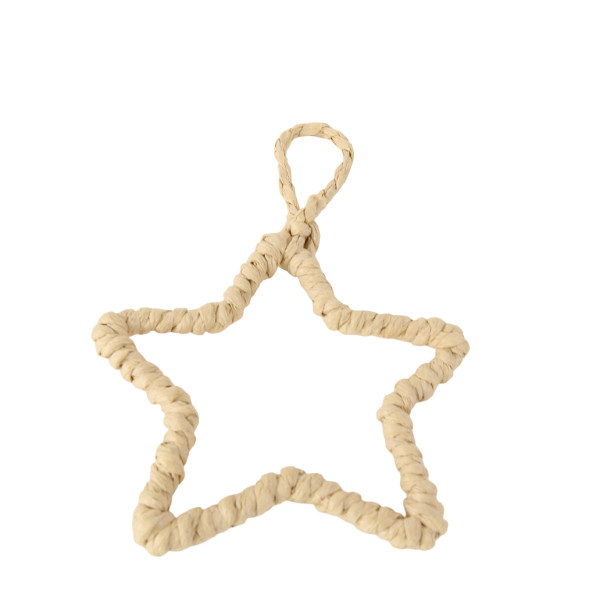 Deko Stern Jute-Bast Natur, Jutestern hell, Weihnachtsstern umwickelt, Ø10cm