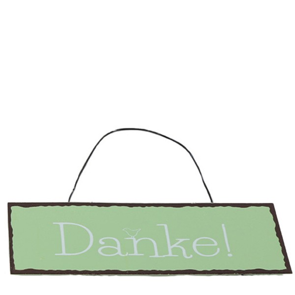 Deko Schild Danke, grün, Metall, 15x5cm, Hänger