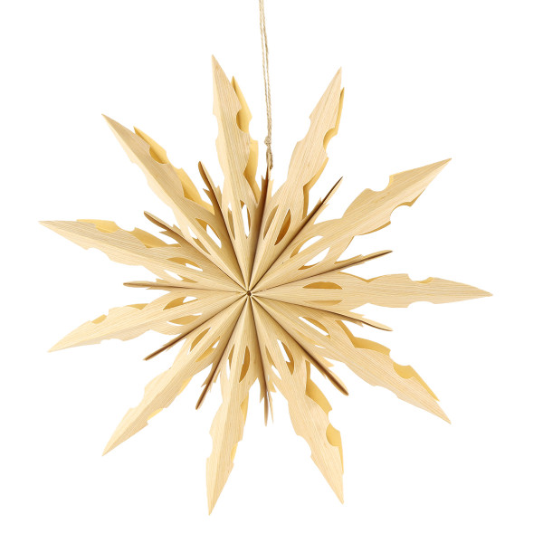 Deko Stern Weihnachten natur, Papierstern in Holzoptik natur, Ø30cm, Hänger