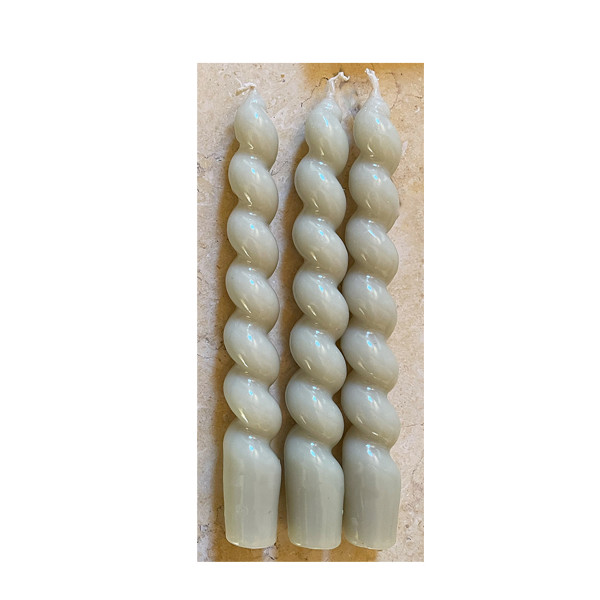 Stabkerze Twist gedreht, Spitzkerzen hellgrün glänzend, 3 St/Pack, 18cm, Mica Decorations