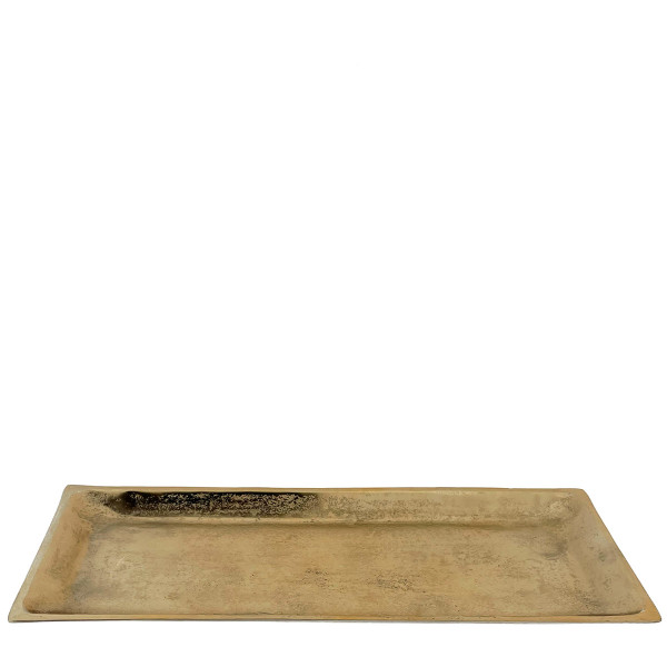 Deko Tablett antik gold, Tablett gold - länglich, 48x19cm, Metall