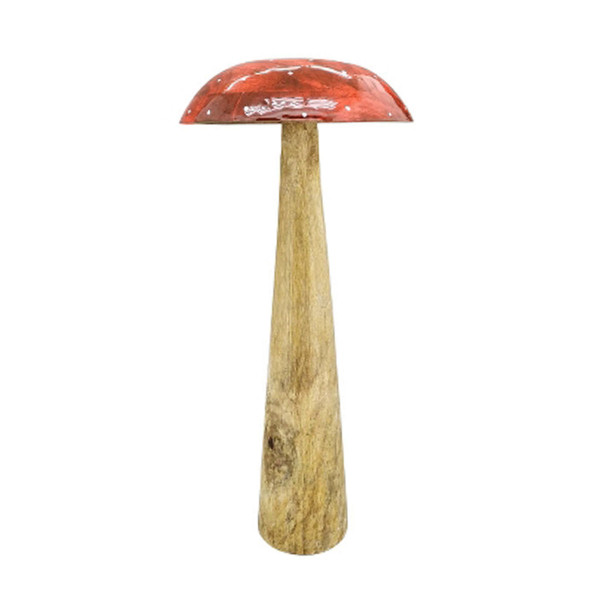 Deko Holz Pilz mit roter Kappe, 45cm