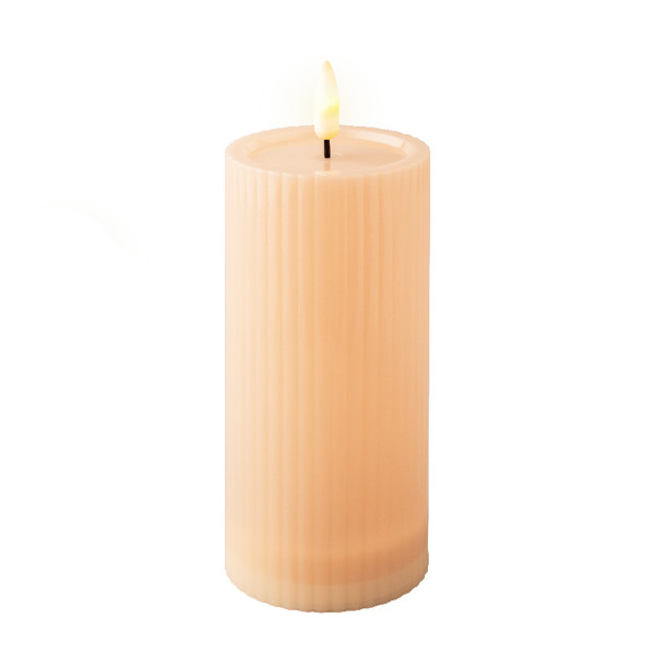 Solar Kerze beige, Kerze mit Rillen,15cm, Lumineo