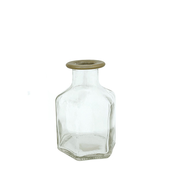 Deko Blumenvase, kantige Vase klar mit dünnem Goldrand, 5x11cm