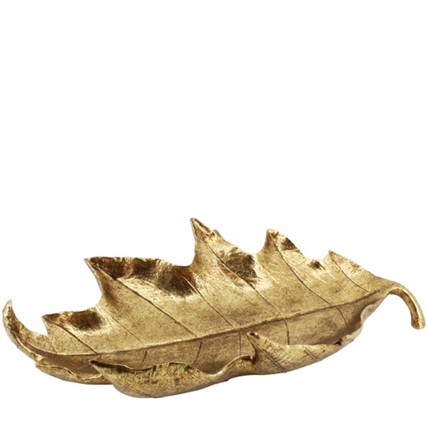 Schale Blatt antikgold 52cm Polyresin