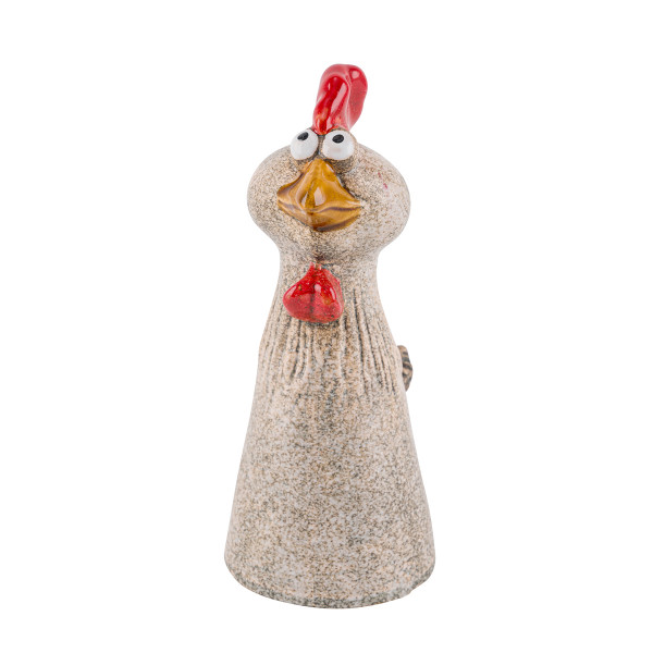 Zaunhocker Huhn beige, Keramikhuhn, 22cm