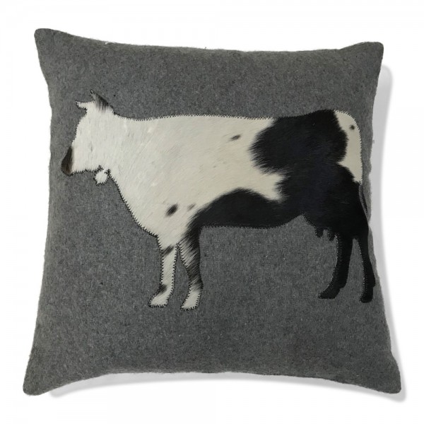 Kissen Wolle Alpine Kuh grau 45x45cm Mars &amp; More