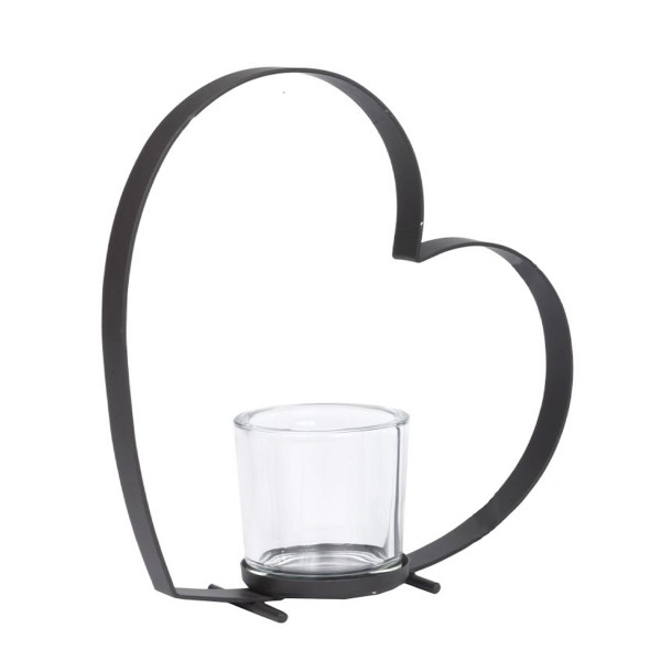 Deko Windlicht Herz Bebi, Metallherz auf Metallfüßen, 40cm, WMG Grünberger